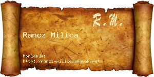 Rancz Milica névjegykártya